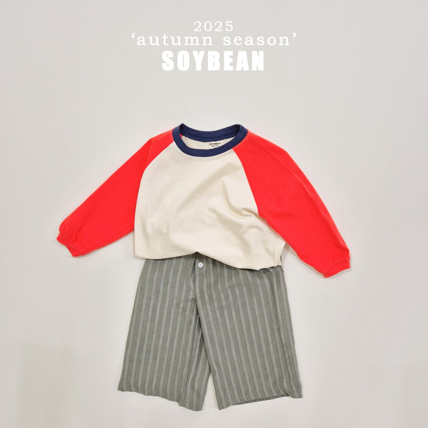 (Pre-order) Soybean Kids - Button Stripe Wide Pants 버튼트렁크팬츠 (2 Colors)
