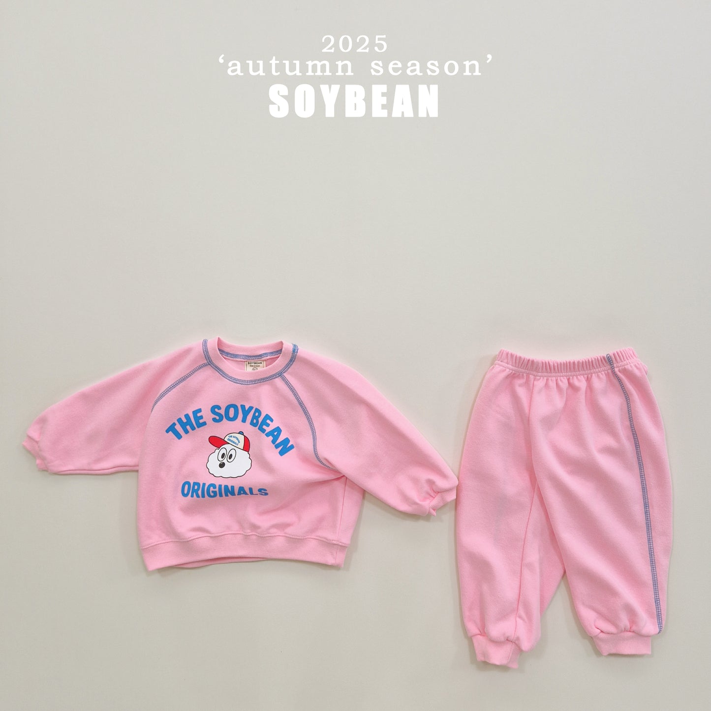 (Pre-order) Soybean Kids - Color Stitch Top & Bottom Set 컬러스티치상하복 (3 Colors)