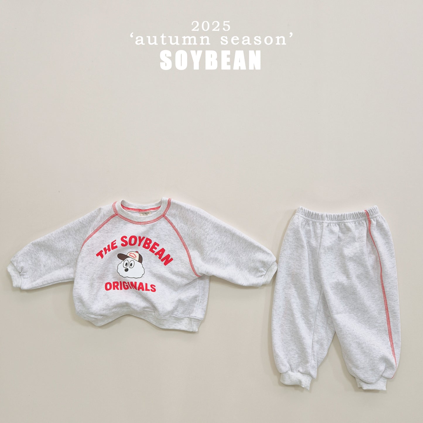 (Pre-order) Soybean Kids - Color Stitch Top & Bottom Set 컬러스티치상하복 (3 Colors)