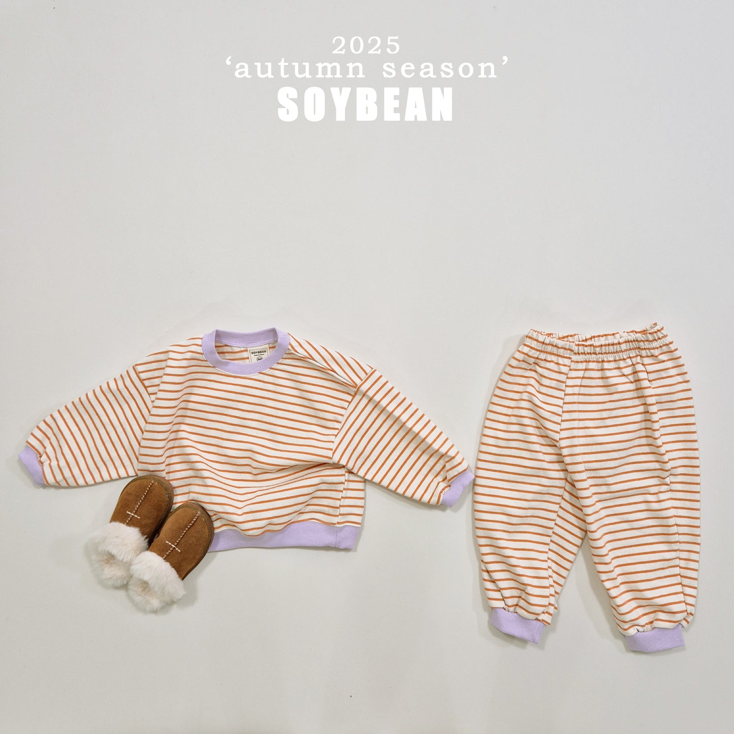 (Pre-order) Soybean Kids - Point Stripe Top & Bottom Set 포인트단가라상하복 (4 Colors)