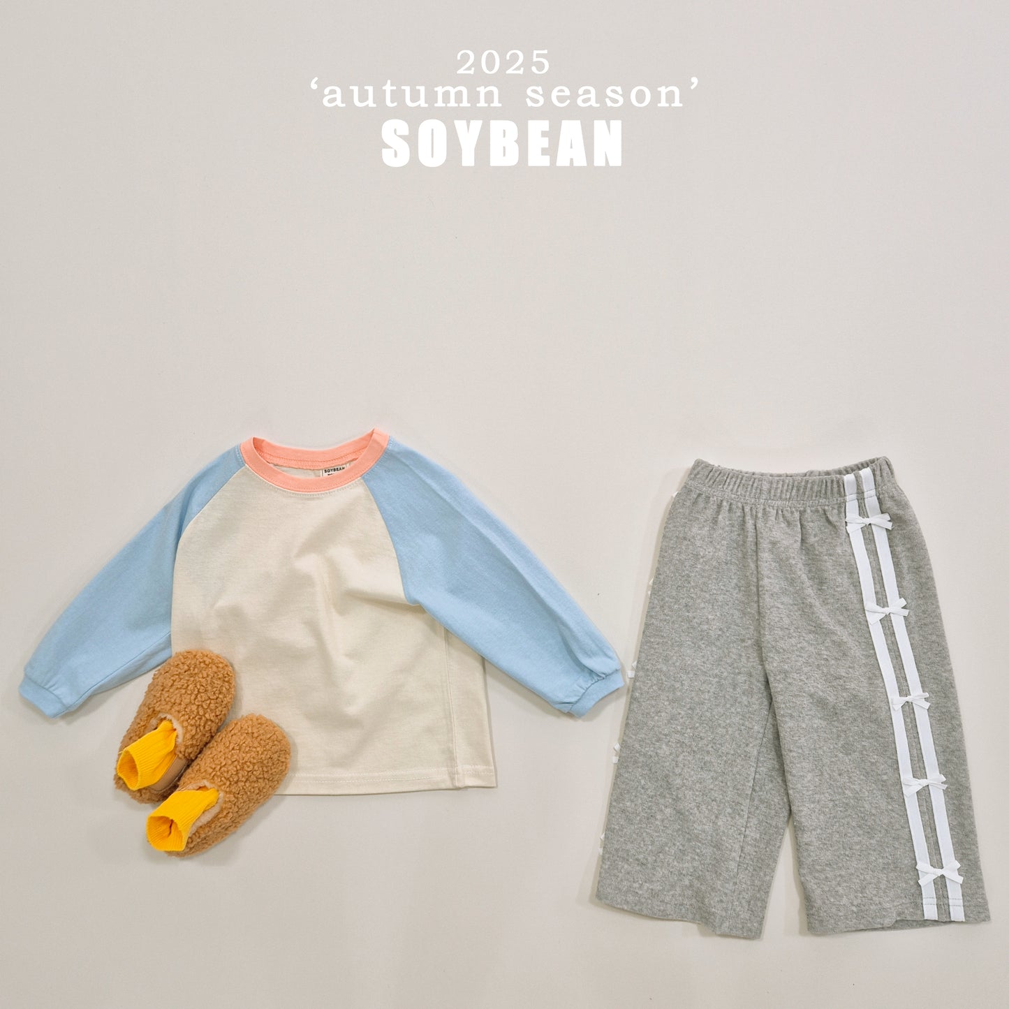 (Pre-order) Soybean Kids - Ribbon Terry Line Pants 리본테리라인팬츠 (2 Colors)