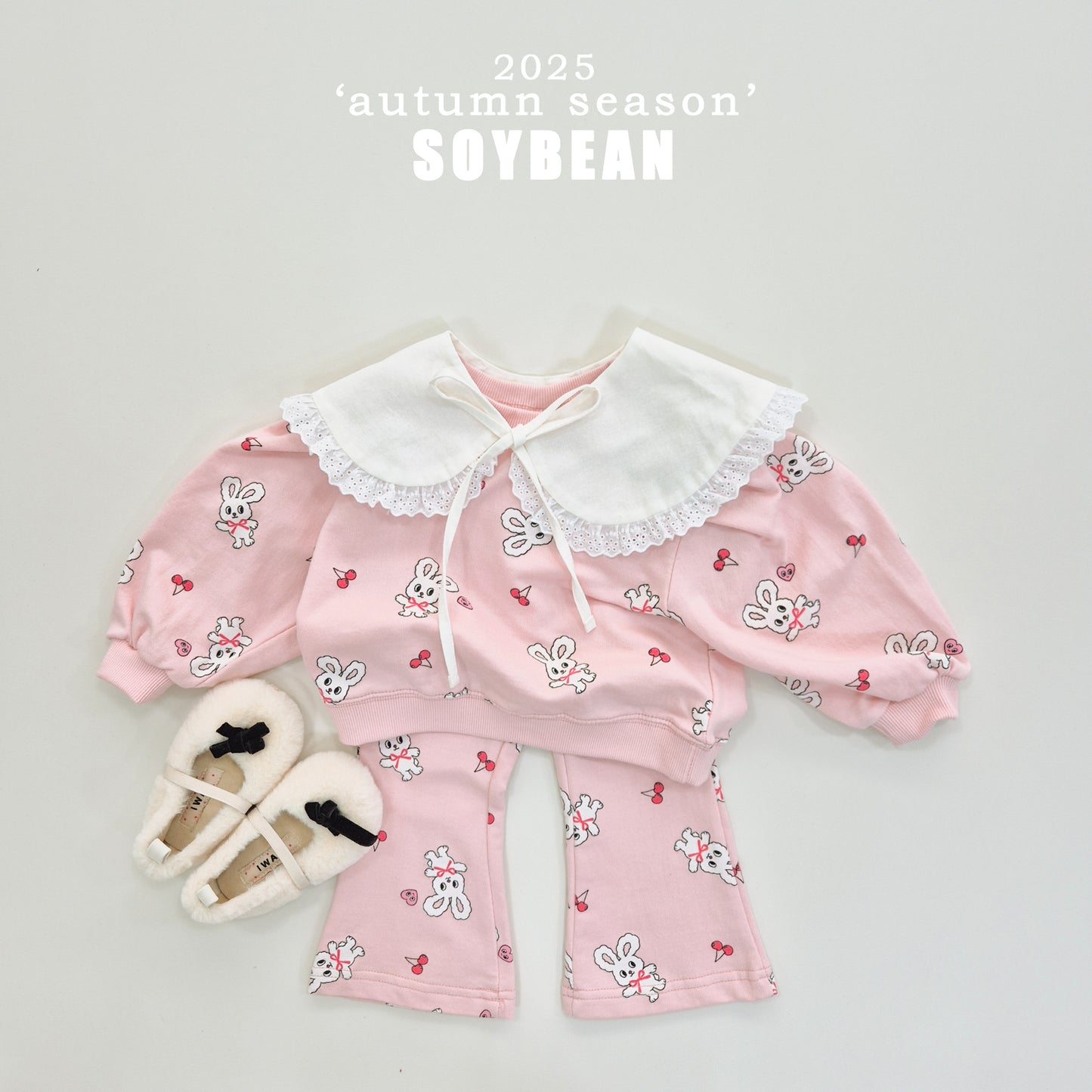 (Pre-order) Soybean Kids - Bunny Flare Top & Bottom Set 바니나팔상하복 (2 Colors)