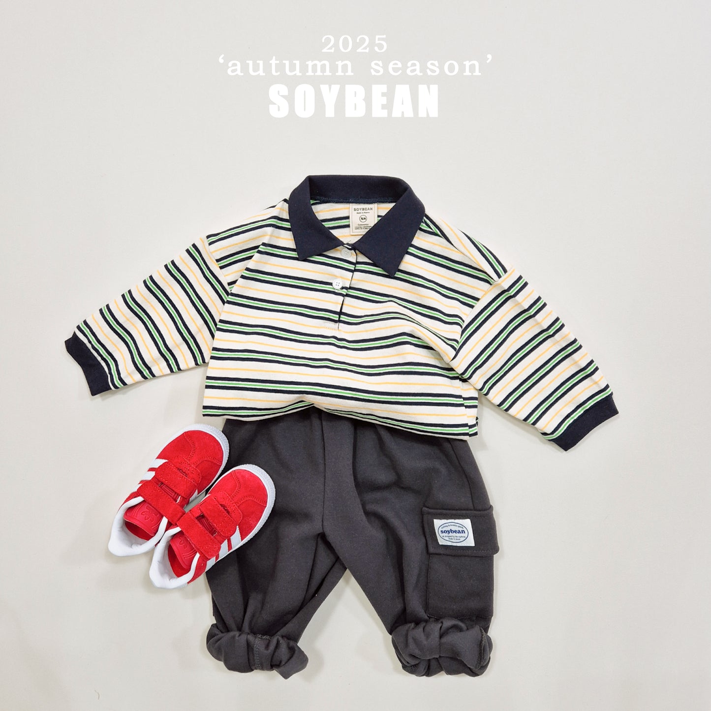 (Pre-order) Soybean Kids - Contrast Collar Sweatshirt Tee 배색카라티 (2 Colors)