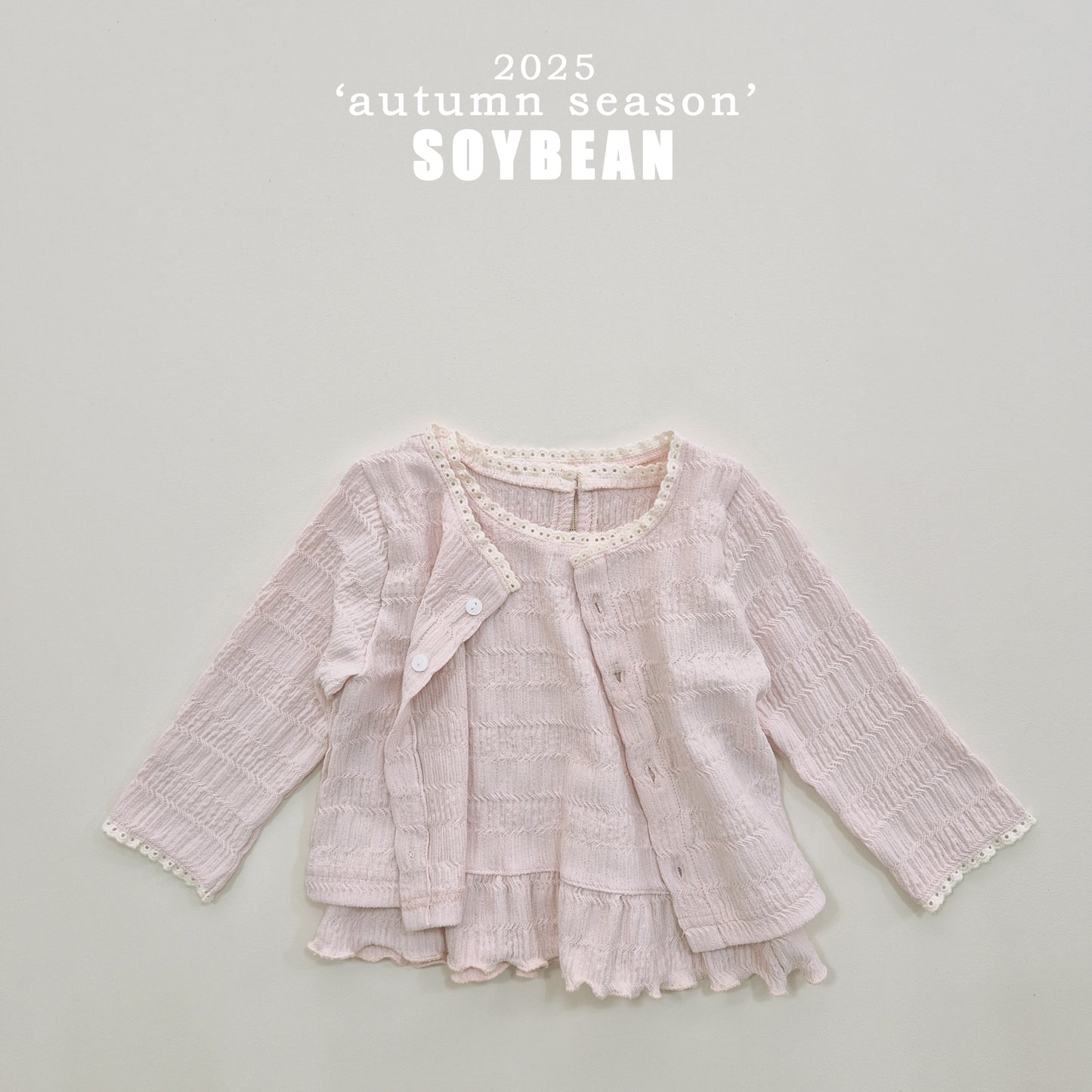 (Pre-order) Soybean Kids - Lace Cardigan & Tank Set 레이스CD&나시Set (2 Colors)