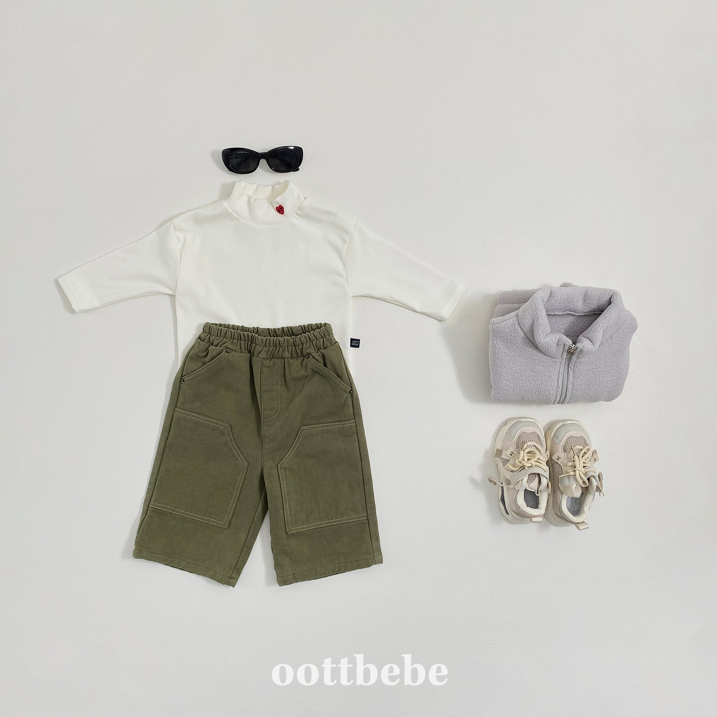 (Pre-order) OOTTBEBE Winter - Patchwork Cotton Pants 패치워크팬츠 (2 Colors)