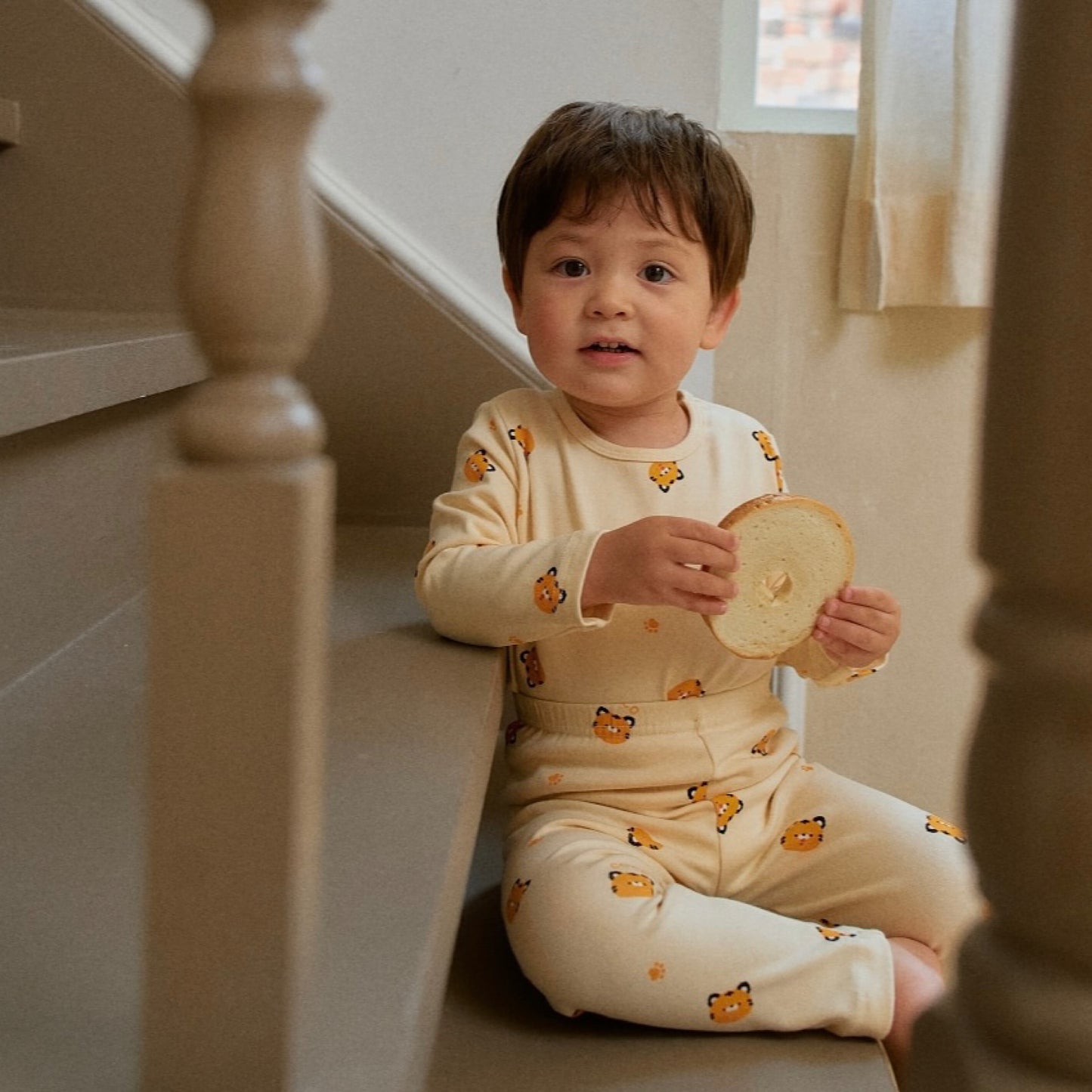 (COCOHANI) Cheese Stretch Animal Friends Long Sleeve Pajama Set (4 Colors)