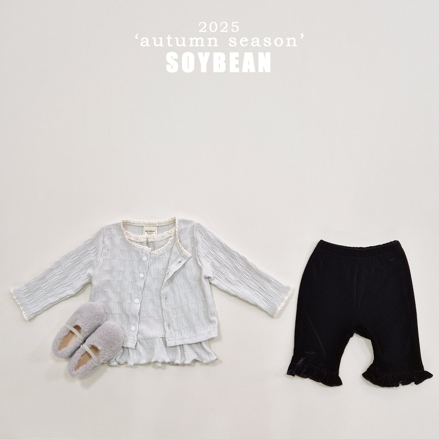 (Pre-order) Soybean Kids - Lace Cardigan & Tank Set 레이스CD&나시Set (2 Colors)