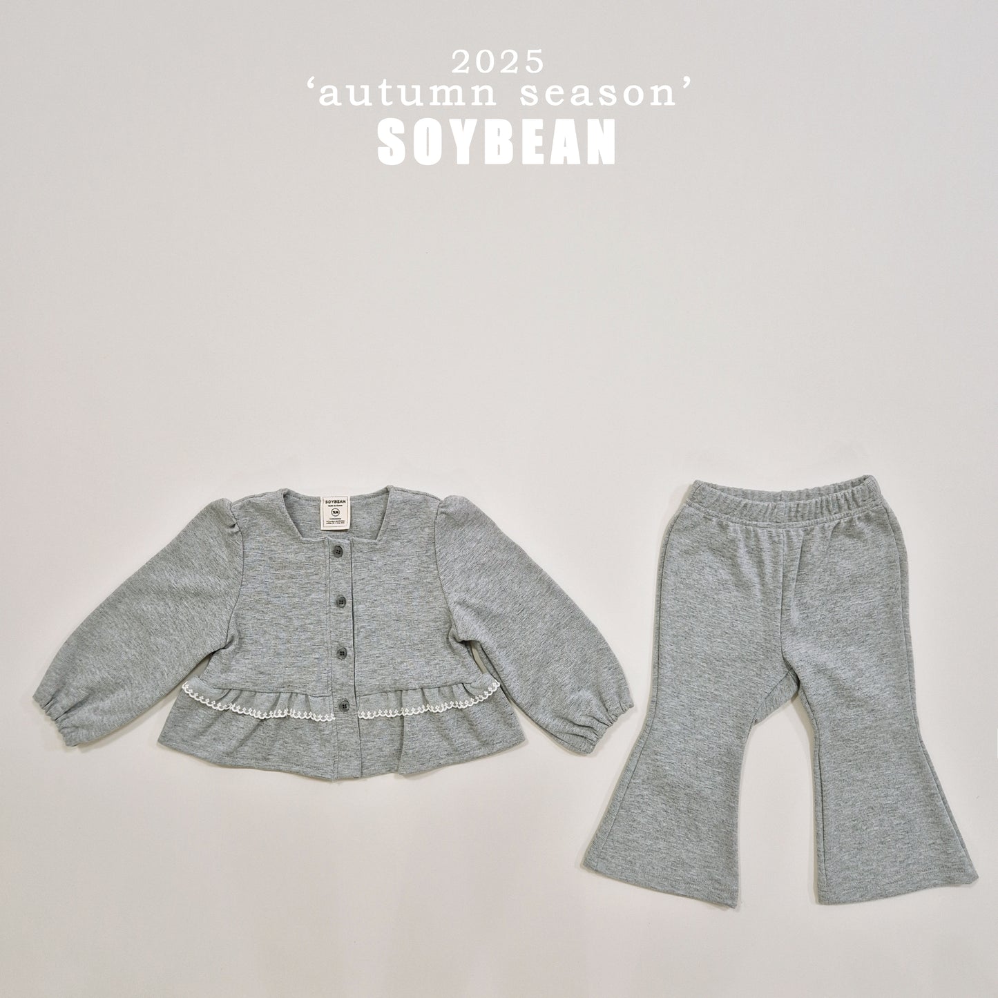 (Pre-order) Soybean Kids - Square Lace Top & Bottom Set 스퀘어레이스 상하복 (2 Colors)