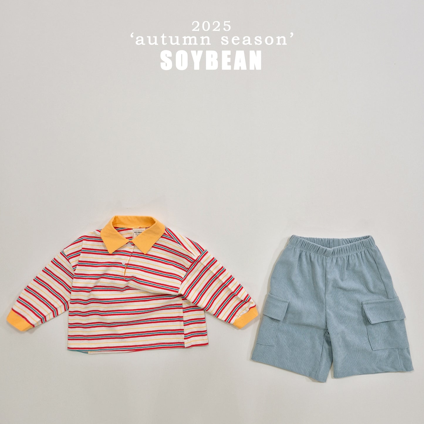 (Pre-order) Soybean Kids - Contrast Collar Sweatshirt Tee 배색카라티 (2 Colors)