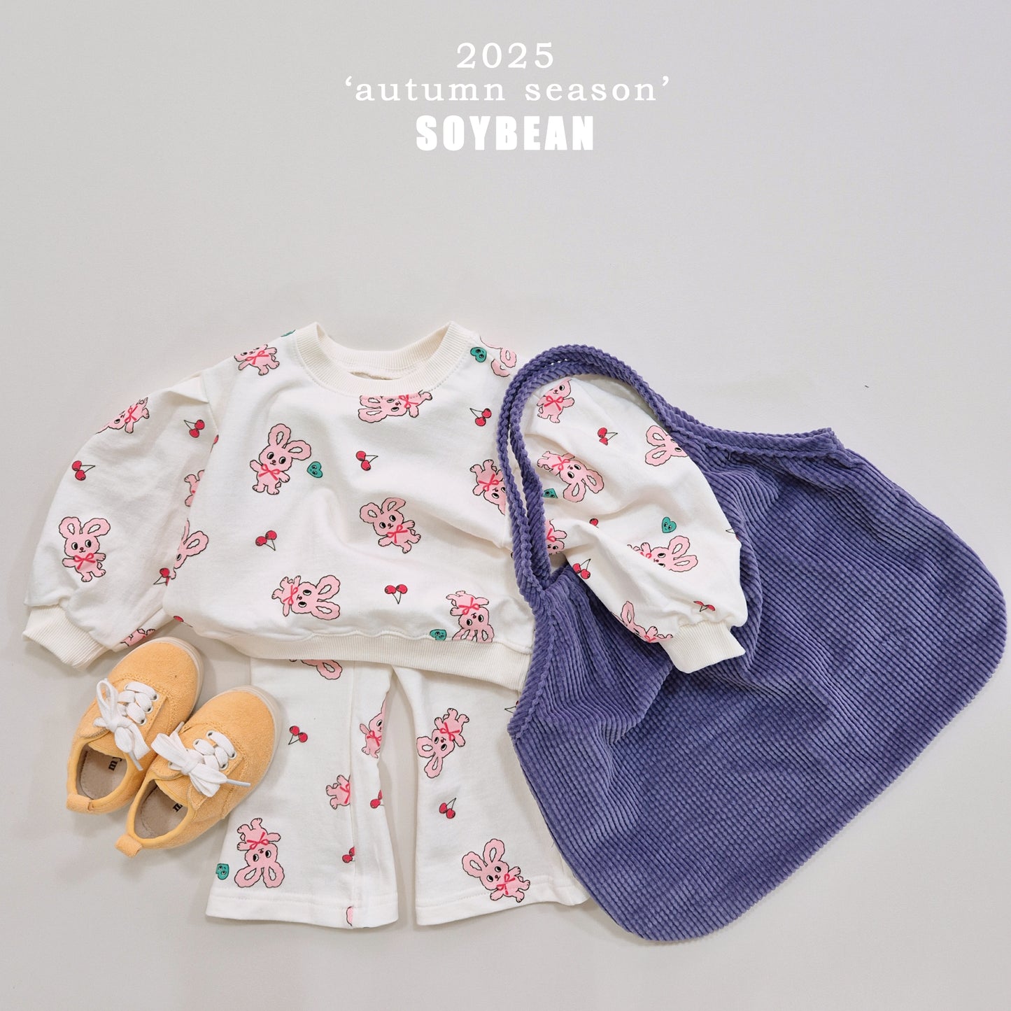 (Pre-order) Soybean Kids - Bunny Flare Top & Bottom Set 바니나팔상하복 (2 Colors)