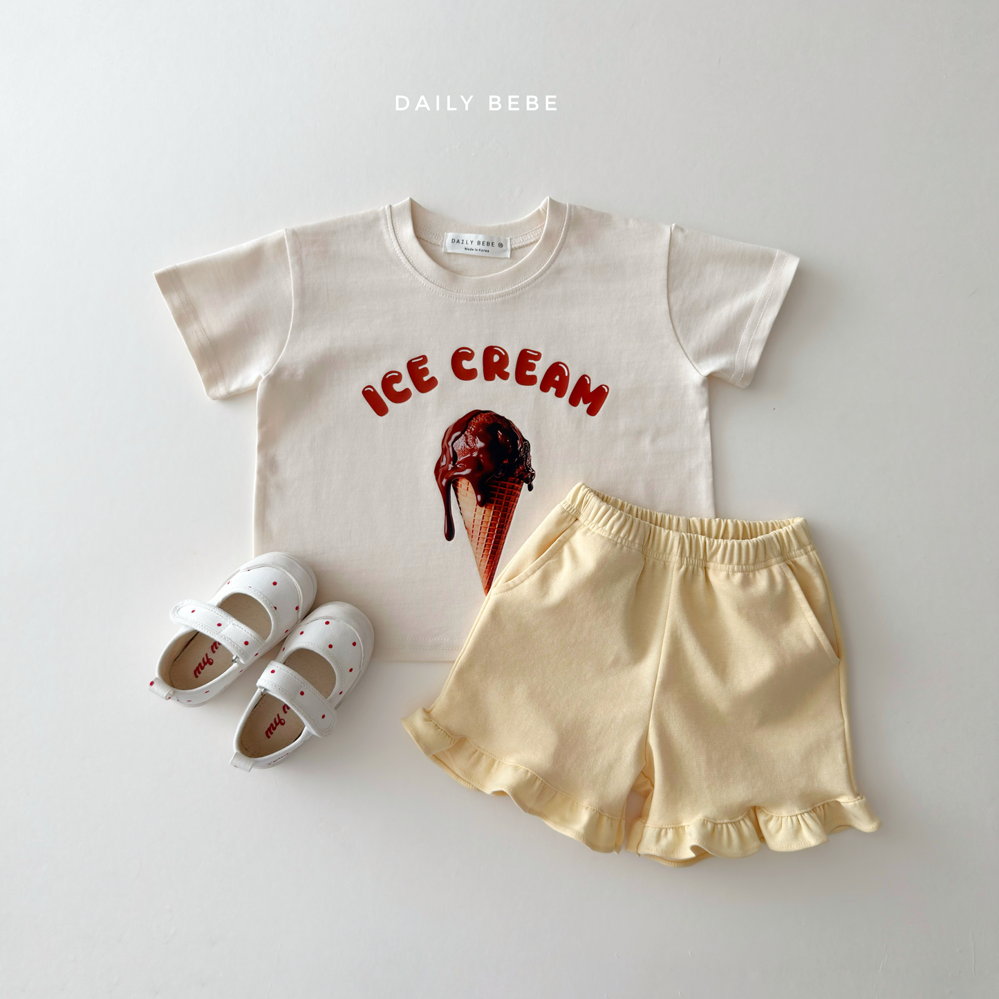 (Pre-order) Daily Bebe Summer - Kids' Ice Cream Photo T-Shirt 아이스크림 반팔티 (2 Colors)