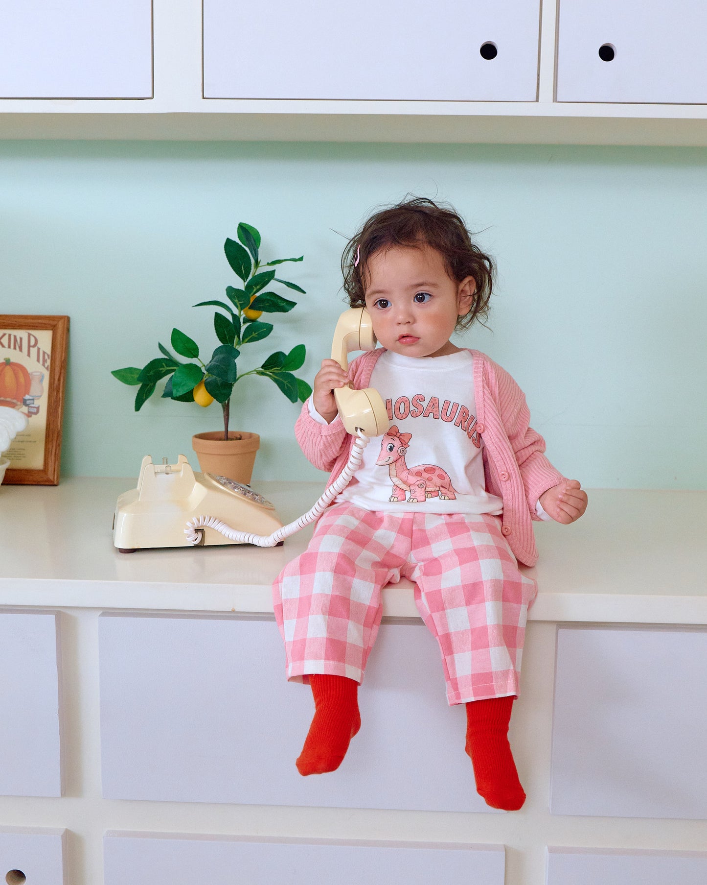 (Pre-order) OOTTBEBE Fall - Robot Dinosaur Top & Bottom Set - 로봇공룡상하복 (5 Colors)
