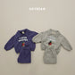 (Pre-order) Soybean Kids Winter - Cozy Penguin Collar Fleece-Lined Top & Bottom Set 포근펭귄카라상하복 (2 Colors)