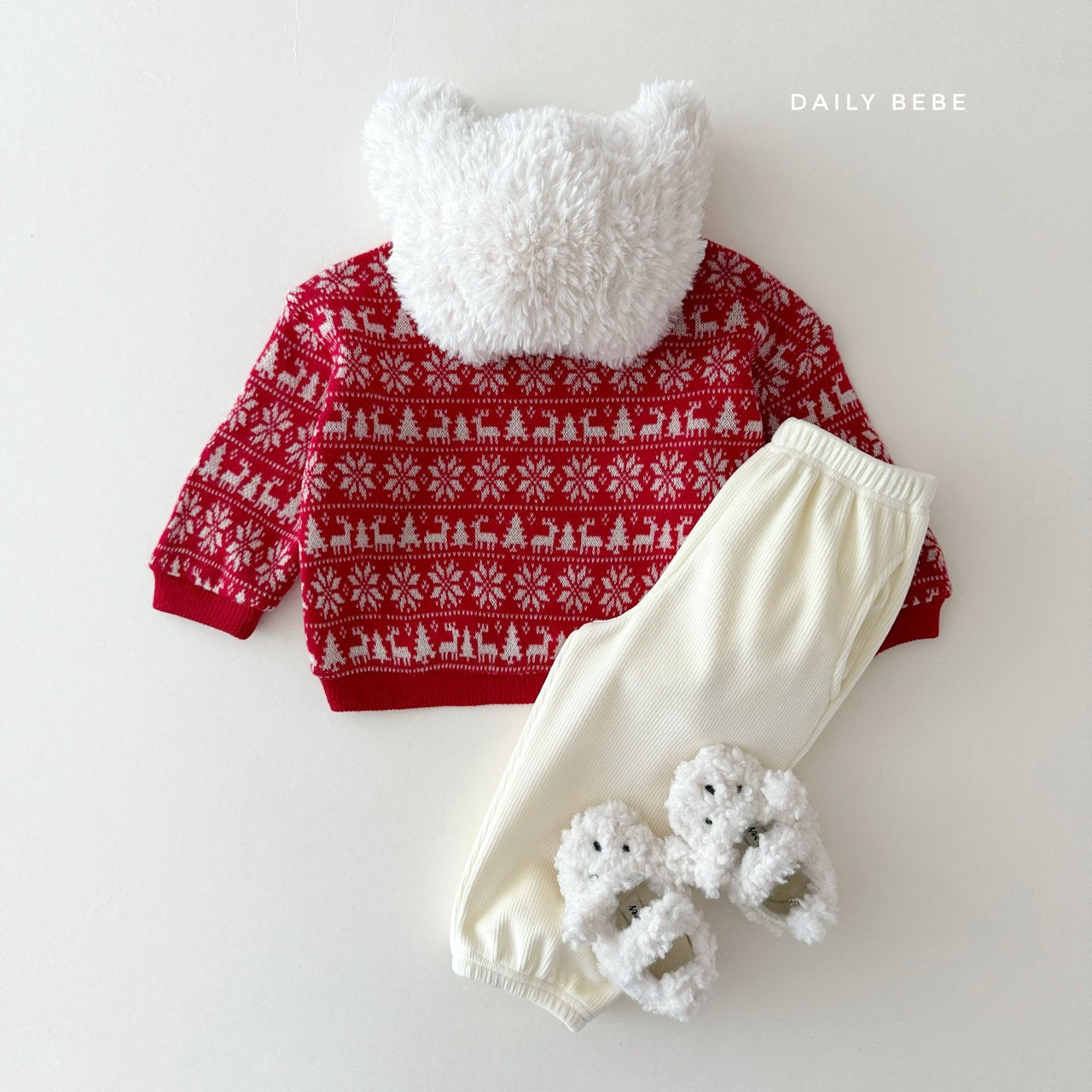 (Pre-order) Daily Bebe Winter - Kids' Holiday Jacquard Knit Sweatshirt 쟈가드맨투맨 (2 Colors)