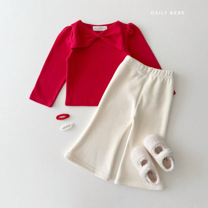 (Pre-order) Daily Bebe Winter - Kids' Ribbon Shoulder Top 리본 숄더티 (3 Colors)