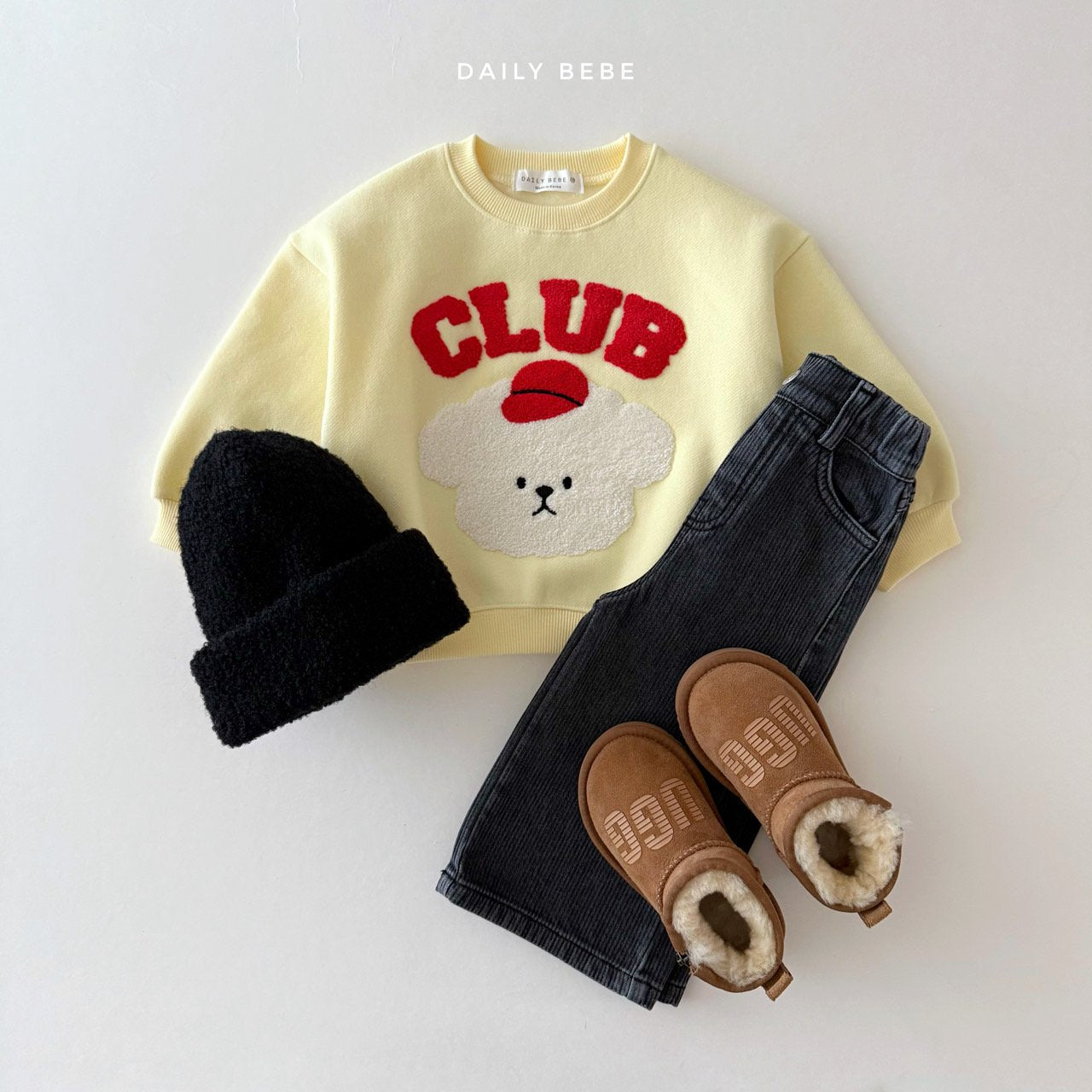 (Pre-order) Daily Bebe Winter - Kids' Club Bichon Fleece Sweatshirt 클럽 비숑 맨투맨 (2 Colors)