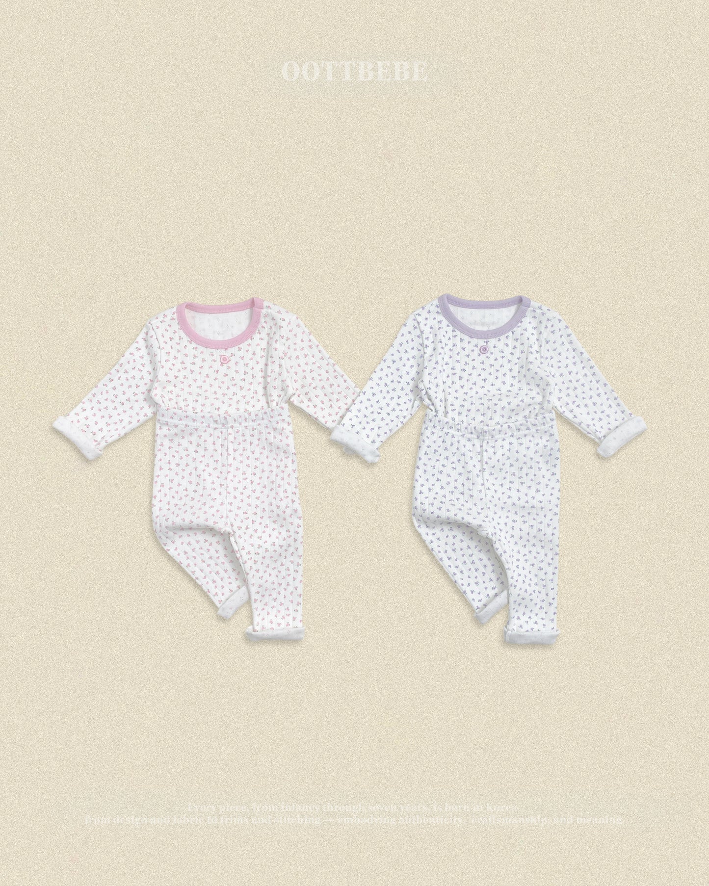 (Pre-order) OOTTBEBE Fall - Lovely Floral Pajama Set 코코플라워실내복 (2 Colors)