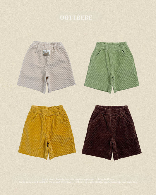 (Pre-order) OOTTBEBE Fall - Wide Corduroy Shorts - 빅골덴팬츠 (4 Colors)
