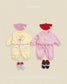 (Pre-order) OOTTBEBE Fall - Cutie Rabbit Top & Bottom Set - 큐티레빗상하복 (2 Colors)