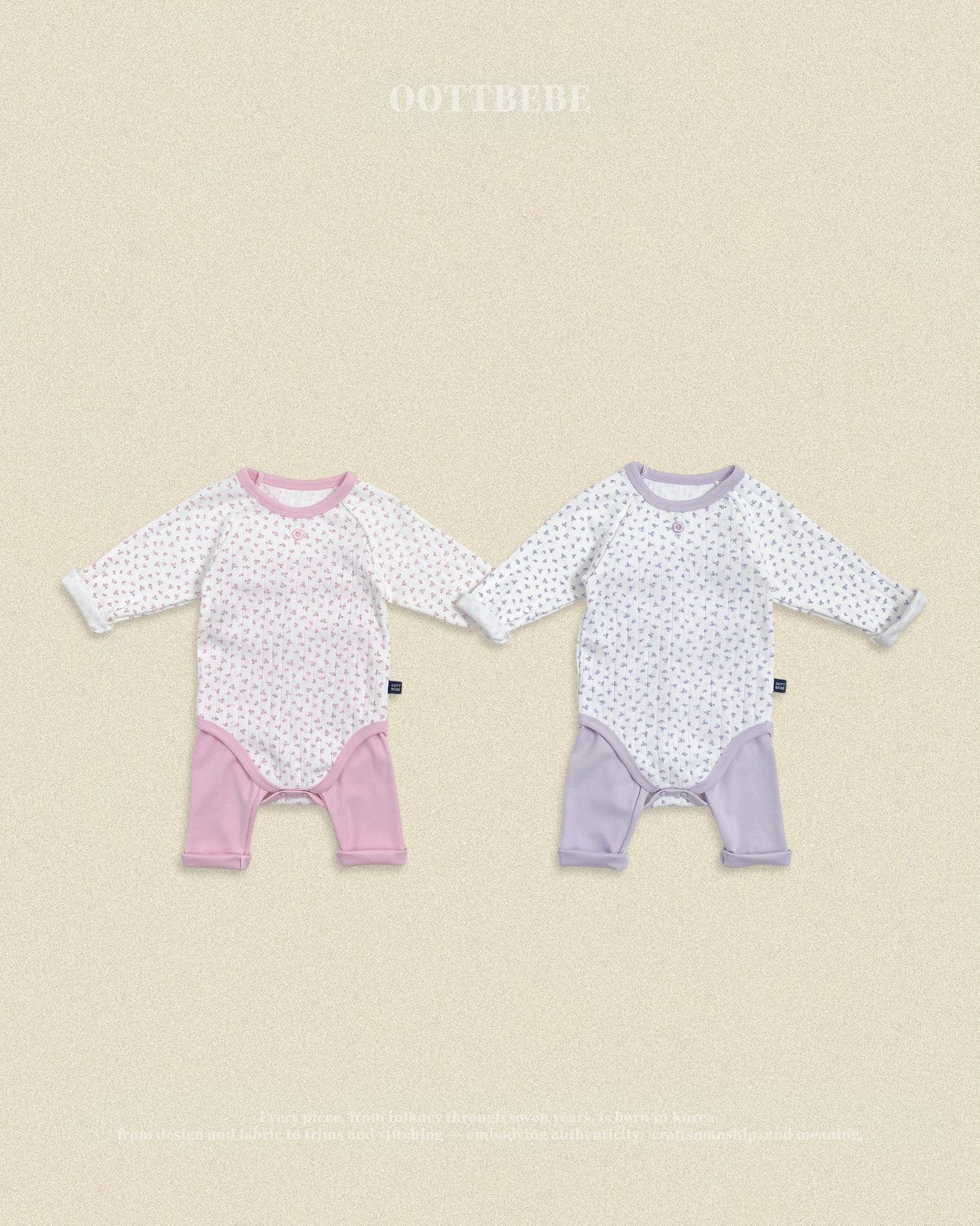 (Pre-order) OOTTBEBE Fall - Lovely Floral Romper & Leggings Set 코코플라워슈트세트 (2 Colors)