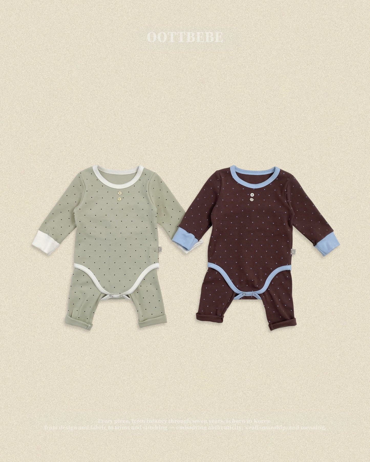 (Pre-order) OOTTBEBE Fall - Mini Dot Romper & Leggings Set 슈슈도트슈트세트 (2 Colors)