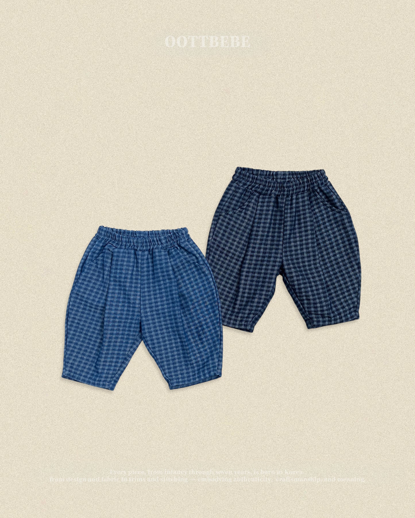(Pre-order) OOTTBEBE Fall - Denim Check Pants - 데님체크팬츠 (2 Colors)