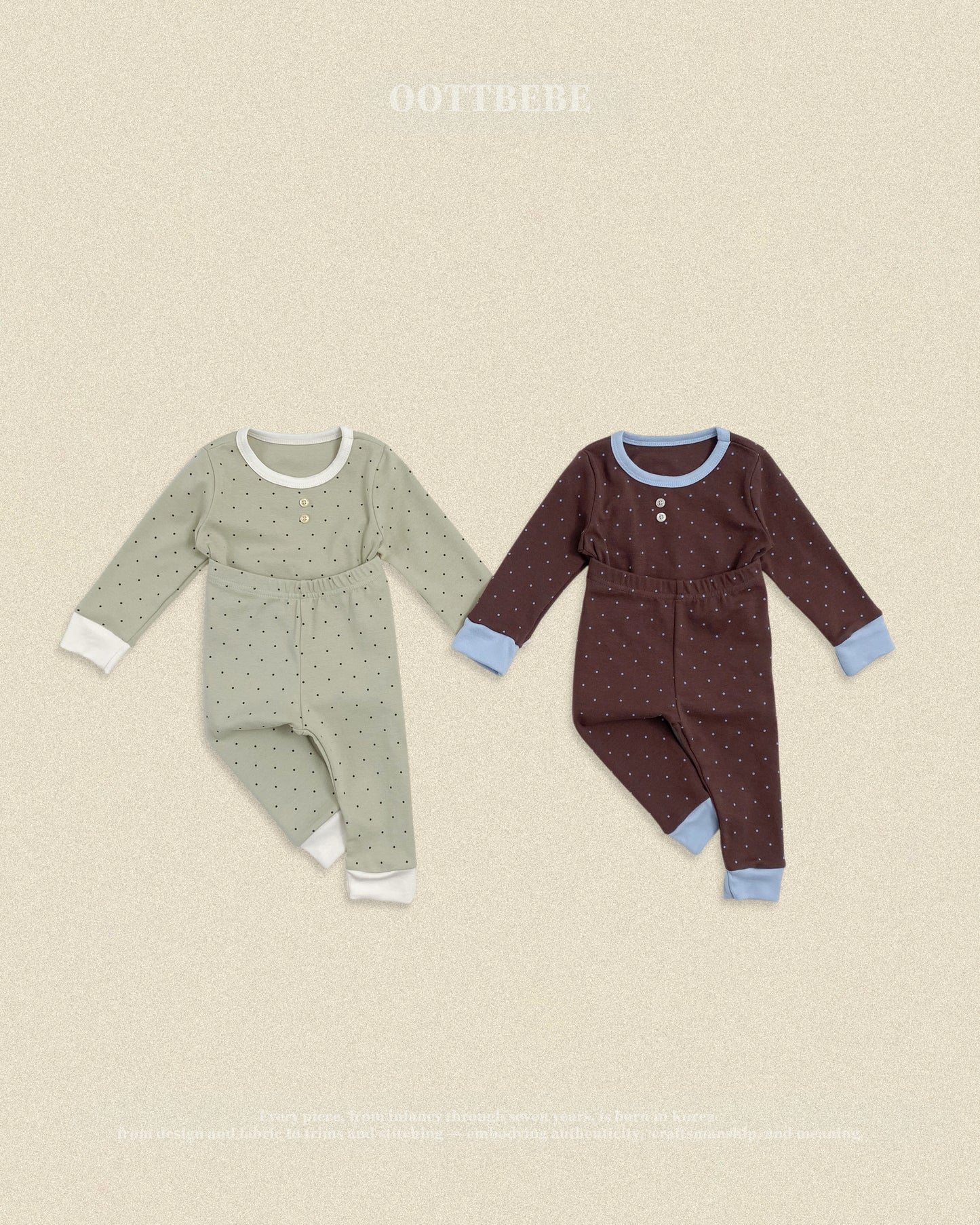 (Pre-order) OOTTBEBE Fall - Mini Dot Pajama Set 슈슈도트실내복 (2 Colors)
