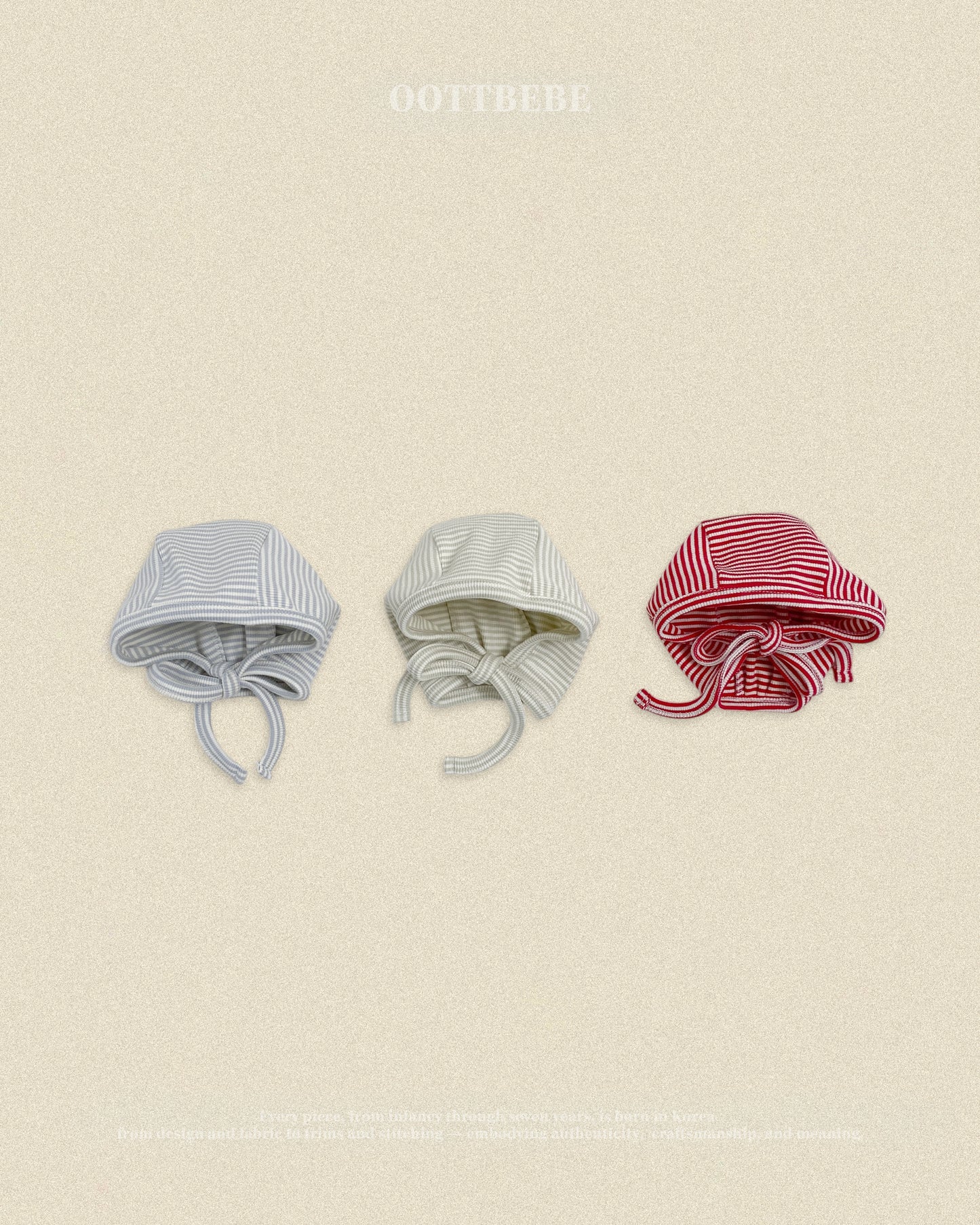 (Pre-order) OOTTBEBE Fall - Sweet Stripe Bonnet 바닐라라떼보넷 (3 Colors)
