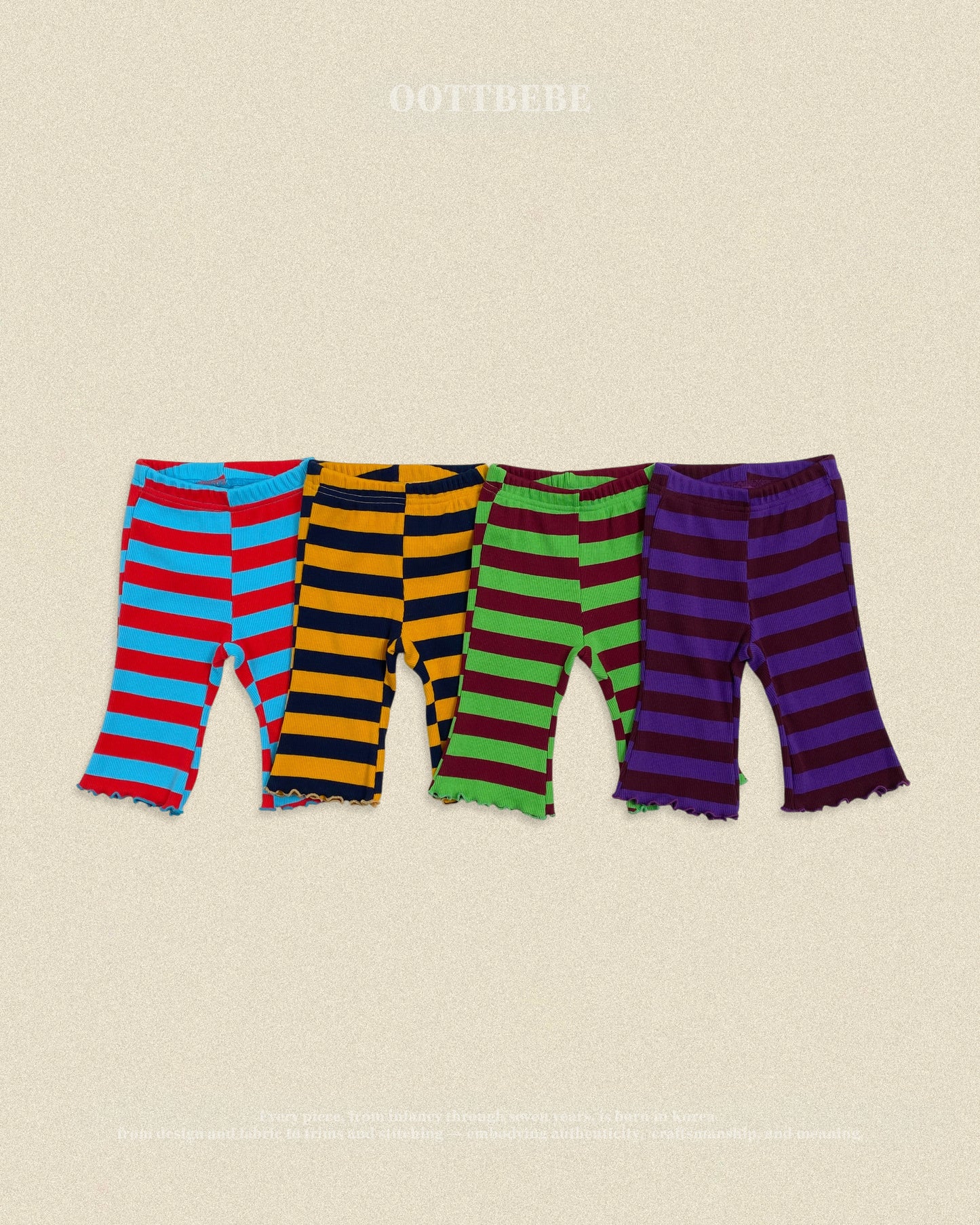 (Pre-order) OOTTBEBE Fall - Kitsch Pop Ribbed Bootcut Pants - 키치팝골지부츠컷 (4 Colors)