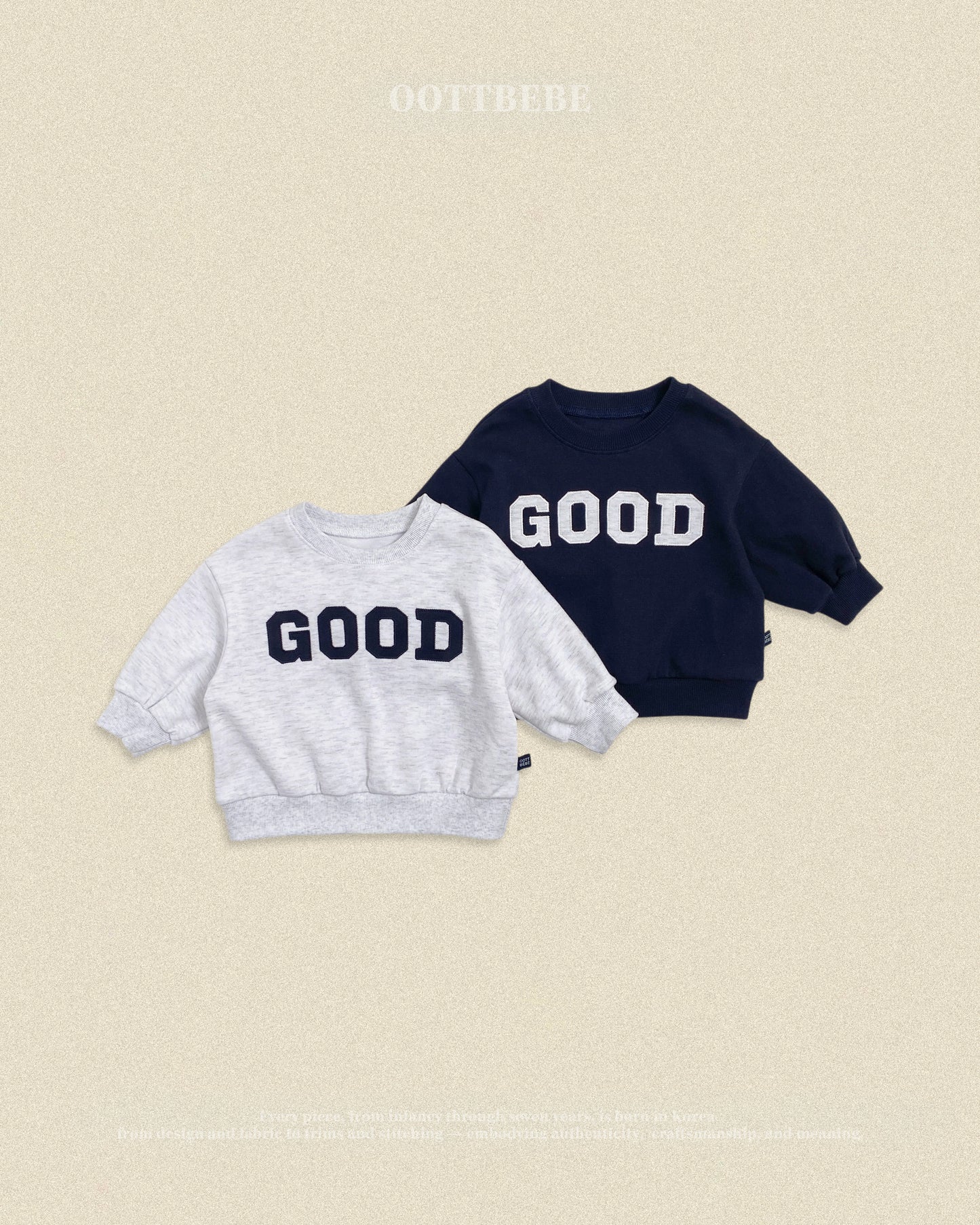 (Pre-order) OOTTBEBE Fall - GOOD Sweatshirt - GOOD 맨투맨 (2 Colors)