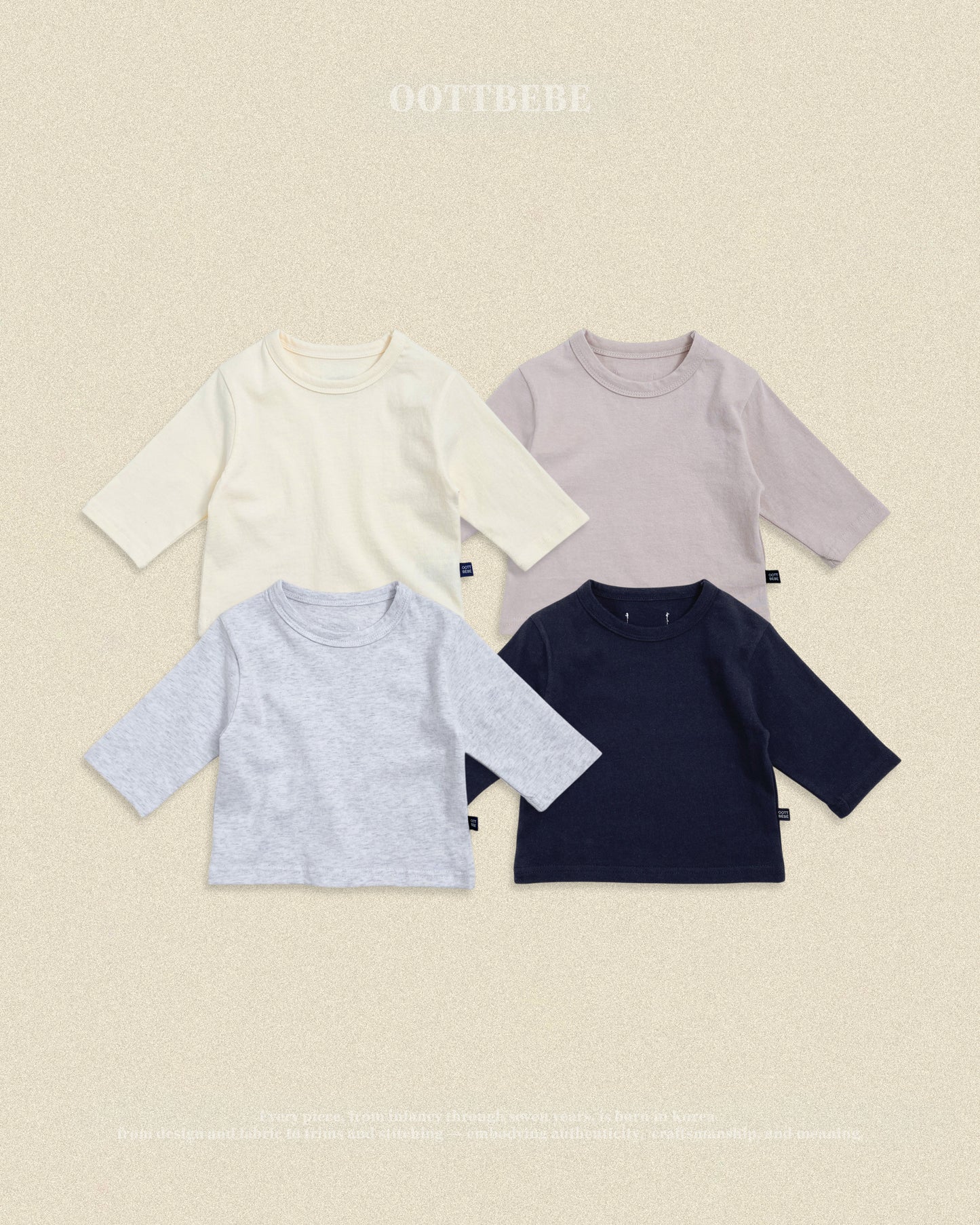 (Pre-order) OOTTBEBE Fall - OOTT Mix Long Sleeve Tee - 오뜨믹스티셔츠 (4 Colors)