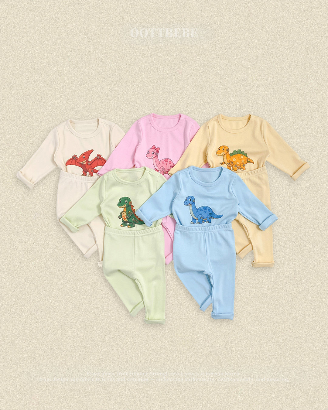 (Pre-order) OOTTBEBE Fall - Robot Dino Pajama Set 로봇공룡실내복 (5 Colors)
