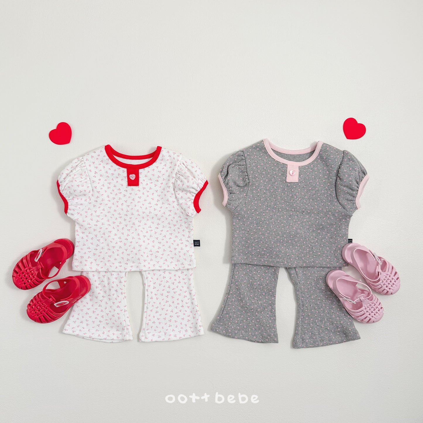 (Pre-order) OOTTBEBE Summer -  Lovely Eyelet Set 러블리아일렛상하복 (2 Colors)