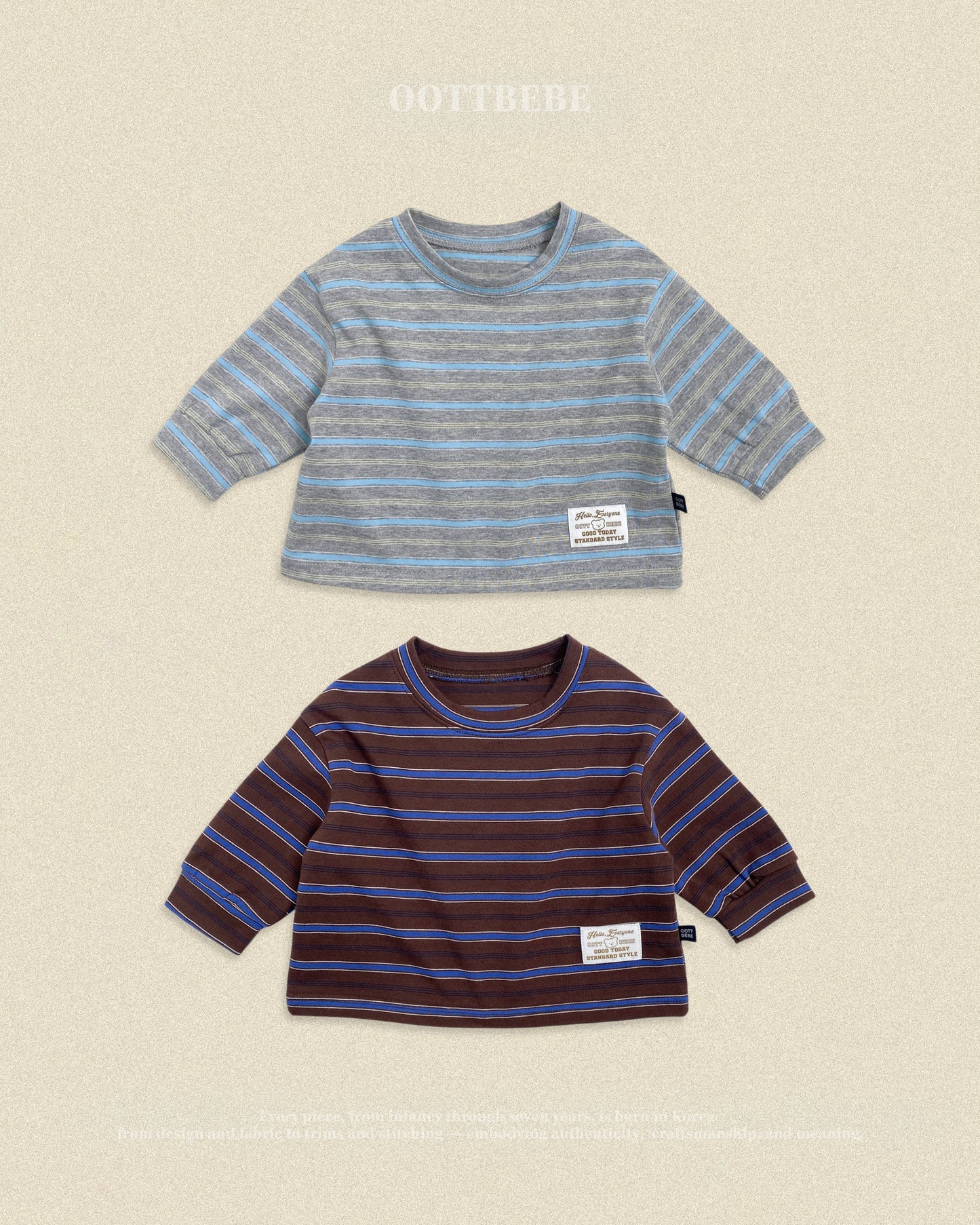 (Pre-order) OOTTBEBE Fall - Tomboy Ribbed Tee - 톰보이시보리티셔츠 (2 Colors)