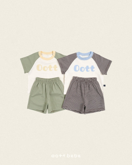 (Pre-order) OOTTBEBE Summer - OOTT Stripe Set 오뜨단가라상하복 (2 Colors)
