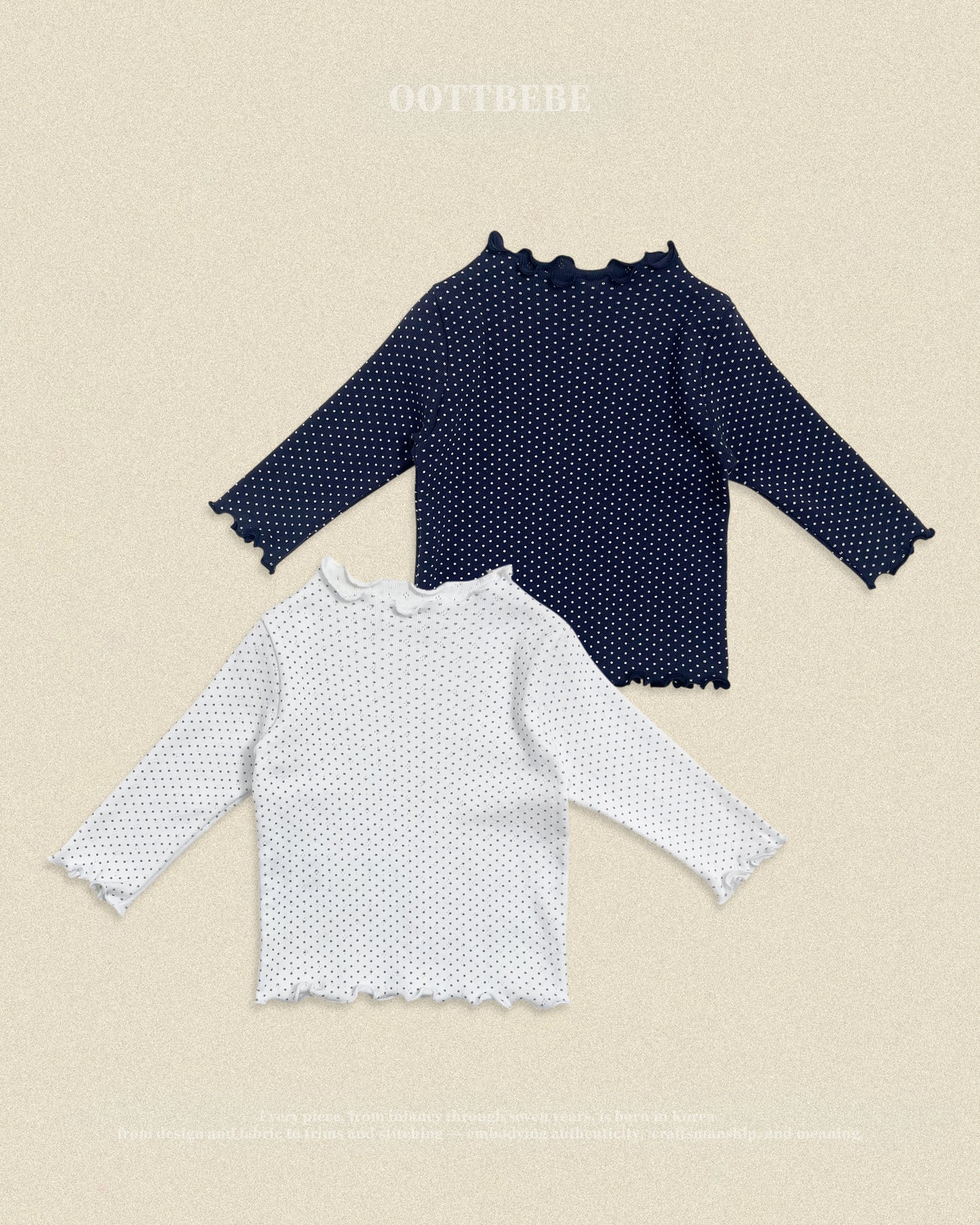 (Pre-order) OOTTBEBE Fall - Dot Lettuce Edge Tee - 도트날라리티 (2 Colors)
