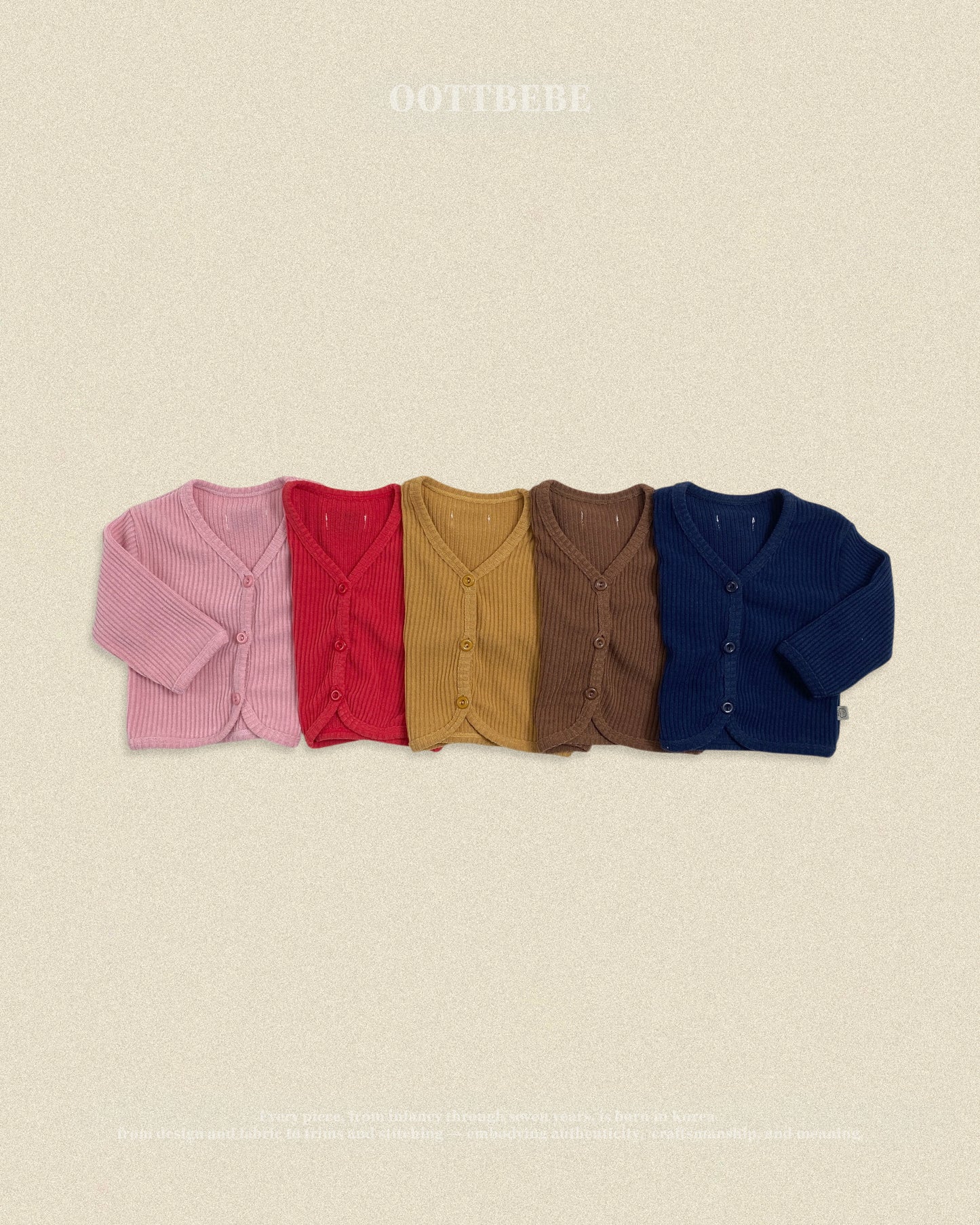 (Pre-order) OOTTBEBE Fall - Haribo Ribbed Cardigan - 하리보골지가디건 (5 Colors)