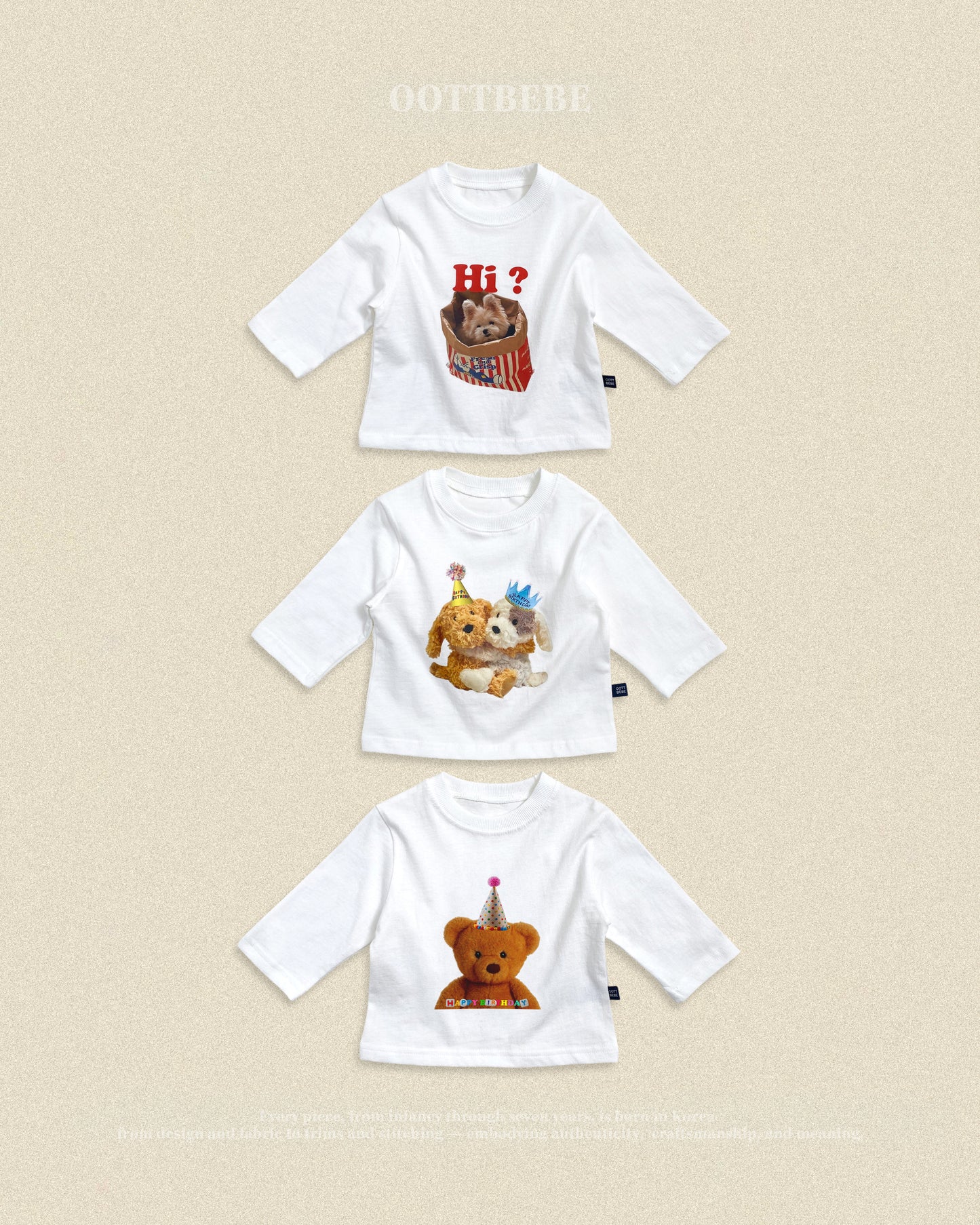 (Pre-order) OOTTBEBE Fall - Puppy Series Tee 퍼피시리즈티셔츠 (3 Colors)