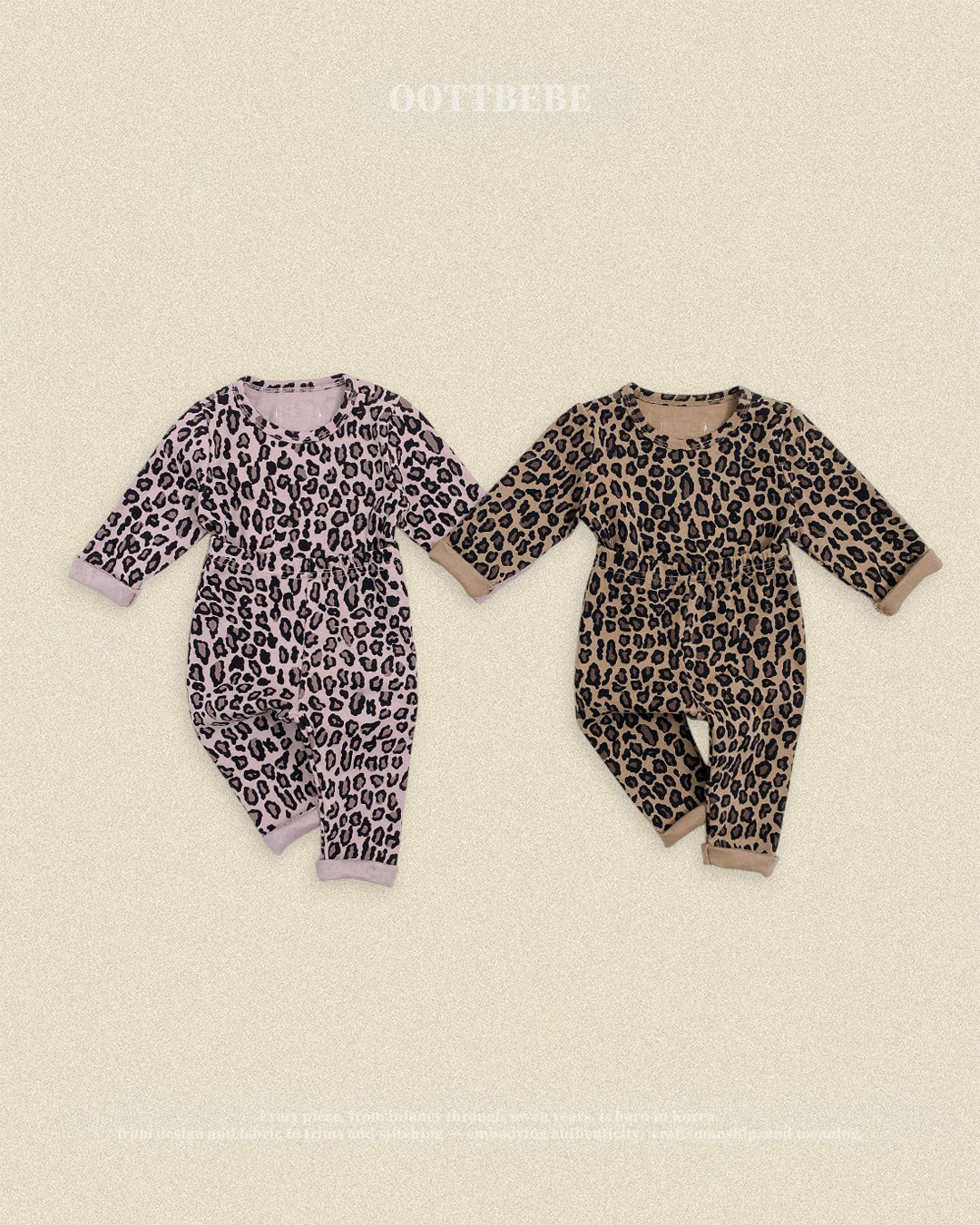 (Pre-order) OOTTBEBE Fall - Little Leopard Pajama Set 리틀호피실내복 (2 Colors)