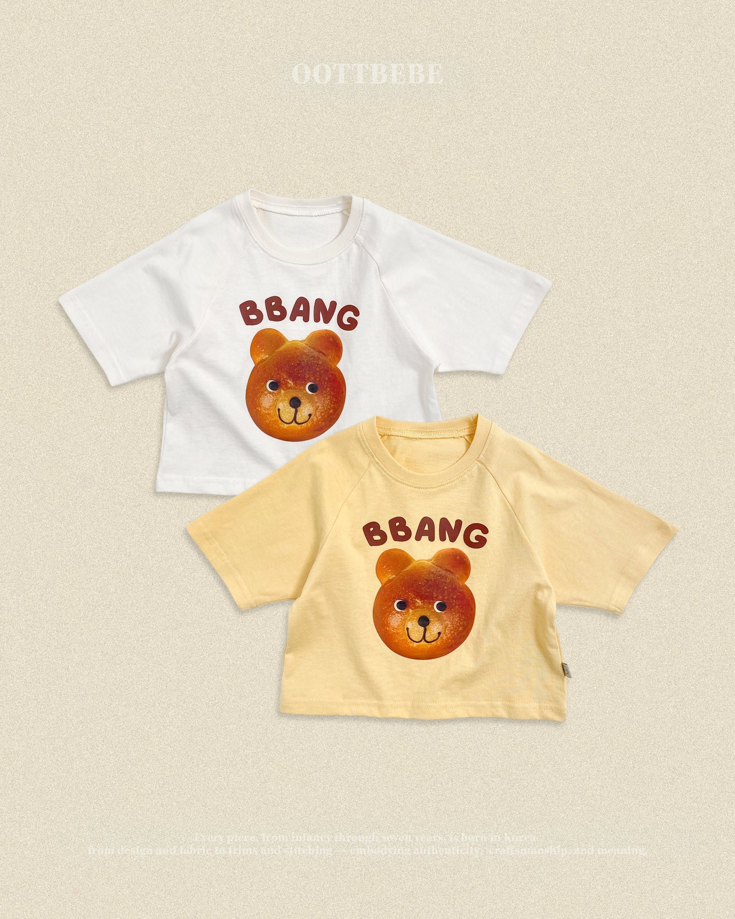 (Pre-order) OOTTBEBE Fall - Bbang Bear Raglan Tee - 빵나그랑티셔츠 (2 Colors)