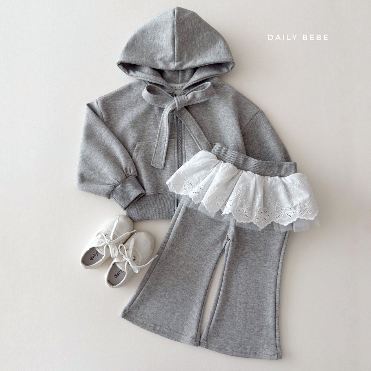 (Pre-order) Daily Bebe Summer- Kids’ Ribbon Hoodie Zip-Up 리본 후드집업 (3 Colors)