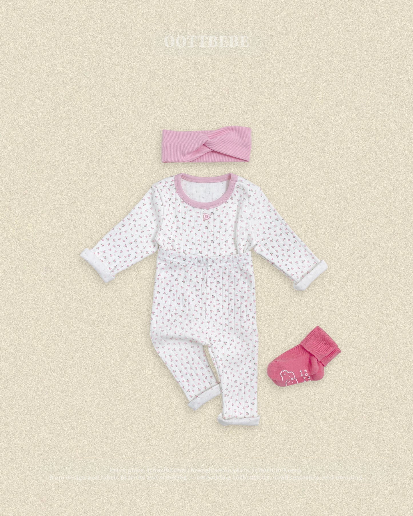 (Pre-order) OOTTBEBE Fall - Lovely Floral Pajama Set 코코플라워실내복 (2 Colors)