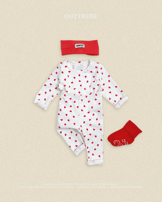 (Pre-order) OOTTBEBE Fall - Petite Heart Pajama Set 쁘띠하트실내복 (2 Colors)
