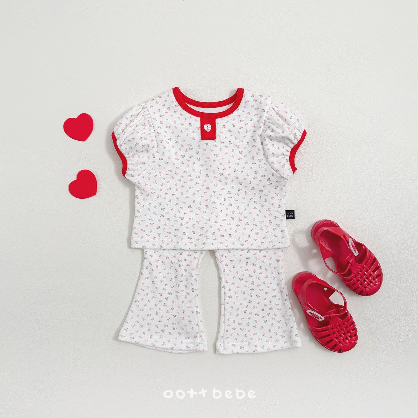 (Pre-order) OOTTBEBE Summer -  Lovely Eyelet Set 러블리아일렛상하복 (2 Colors)