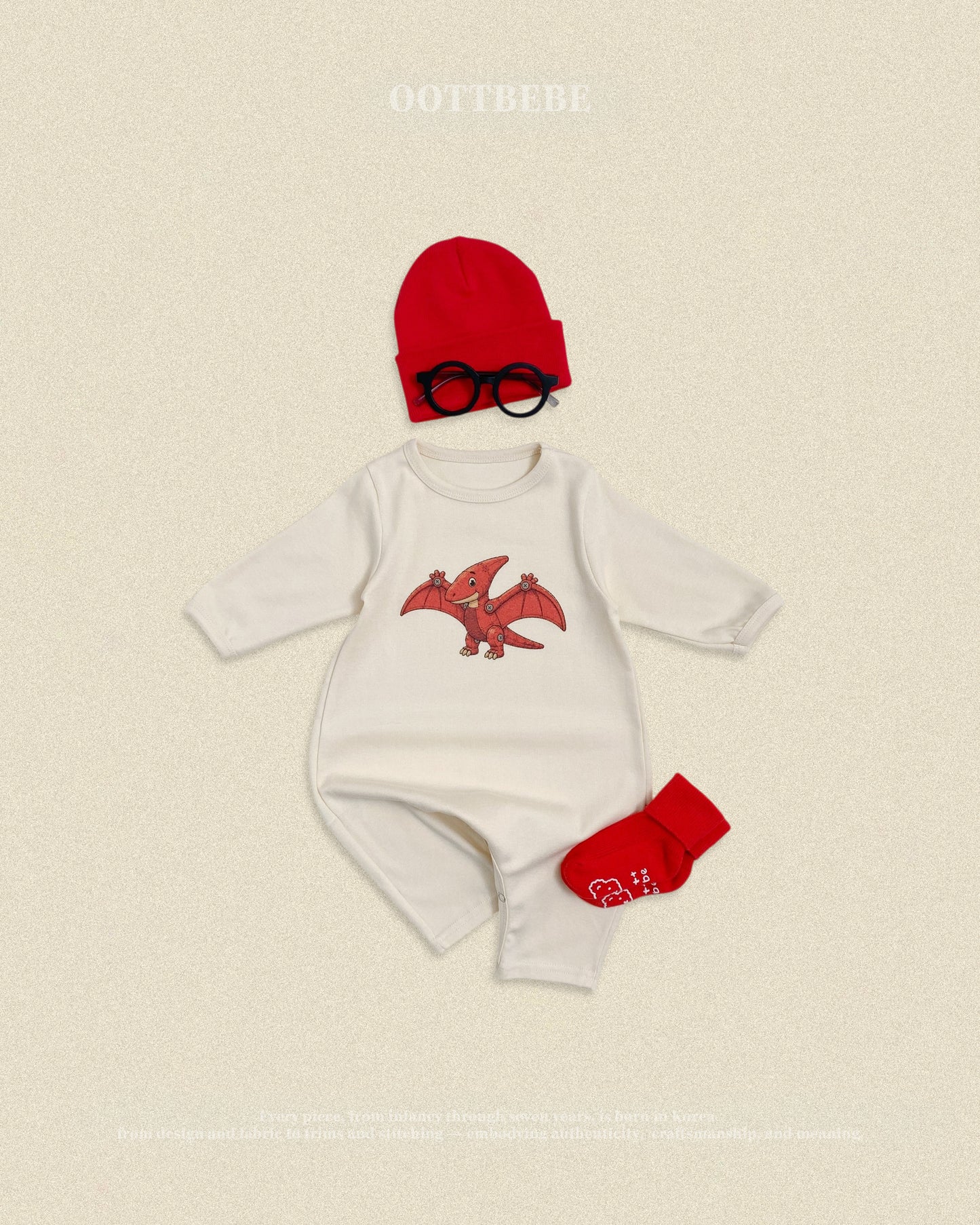 (Pre-order) OOTTBEBE Fall - Robot Dino Romper & Leggings Set 로봇공룡슈트세트 (5 Colors)