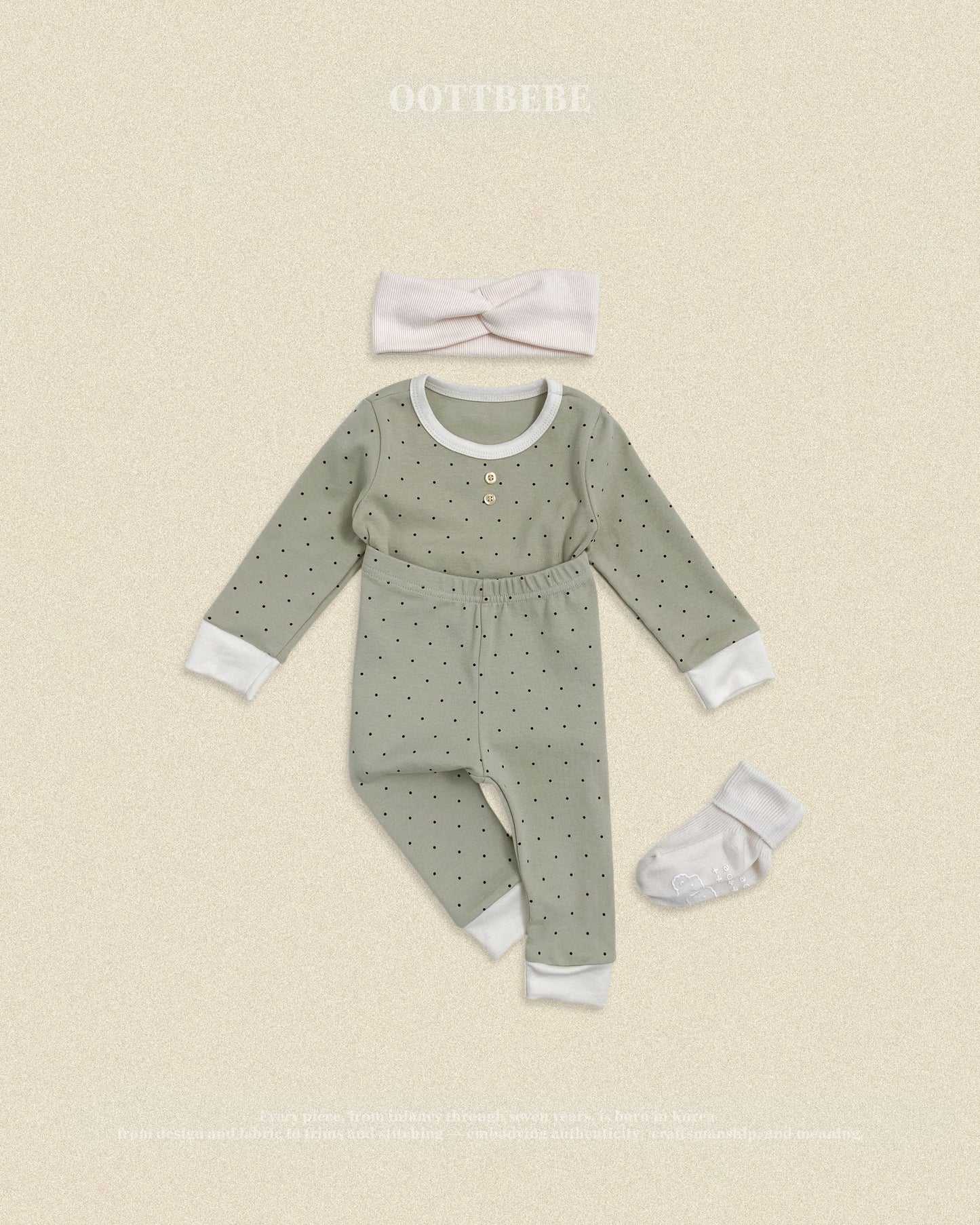 (Pre-order) OOTTBEBE Fall - Mini Dot Pajama Set 슈슈도트실내복 (2 Colors)