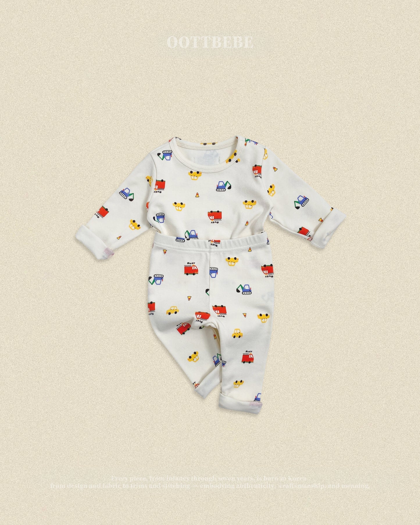 (Pre-order) OOTTBEBE Fall - Cute Car Pajama Set 자동차실내복 (2 Colors)