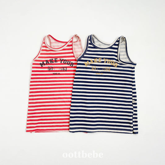 (Pre-order) OOTTBEBE - Summer Stripe Cotton Linen Dress 썸머단가라원피스 (코튼리넨) (2 Colors)