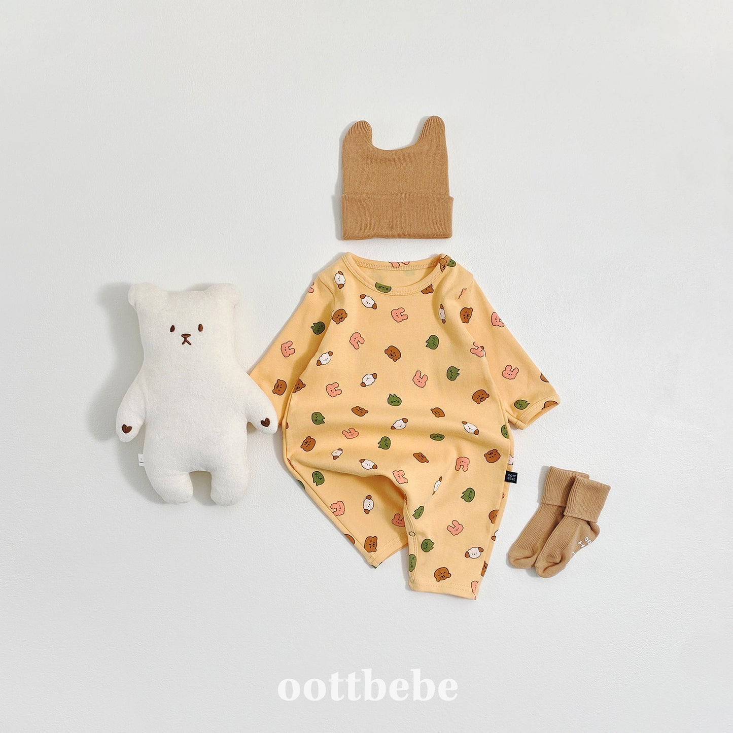 (Pre-order) OOTTBEBE Winter - 	Yum Yum Friends Full Bodysuit 얌얌친구전신슈트 (3 Colors)