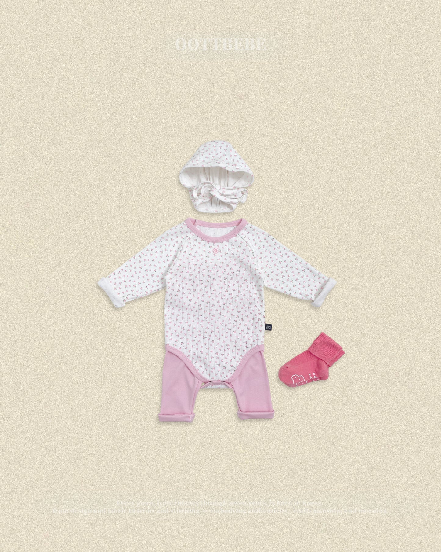(Pre-order) OOTTBEBE Fall - Lovely Floral Romper & Leggings Set 코코플라워슈트세트 (2 Colors)